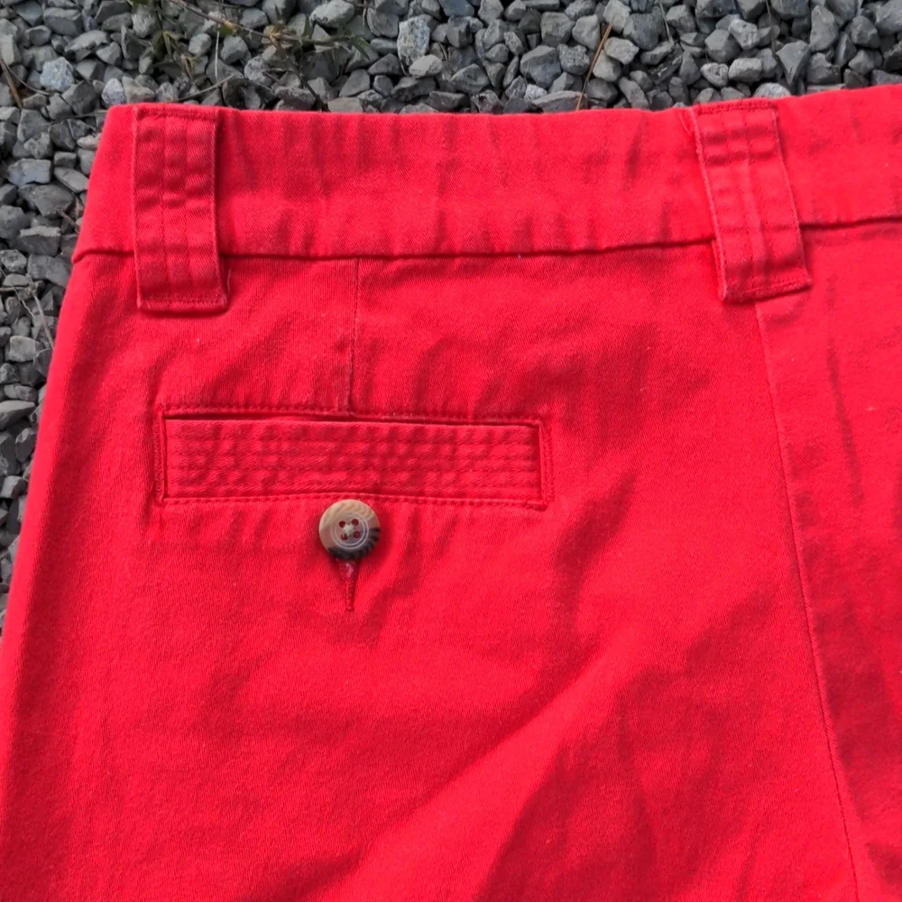 Magellan Outdoors Poppy Red Cotton/Spandex Chino Shorts w/ Tortoise Shell Button - Picture 7 of 12